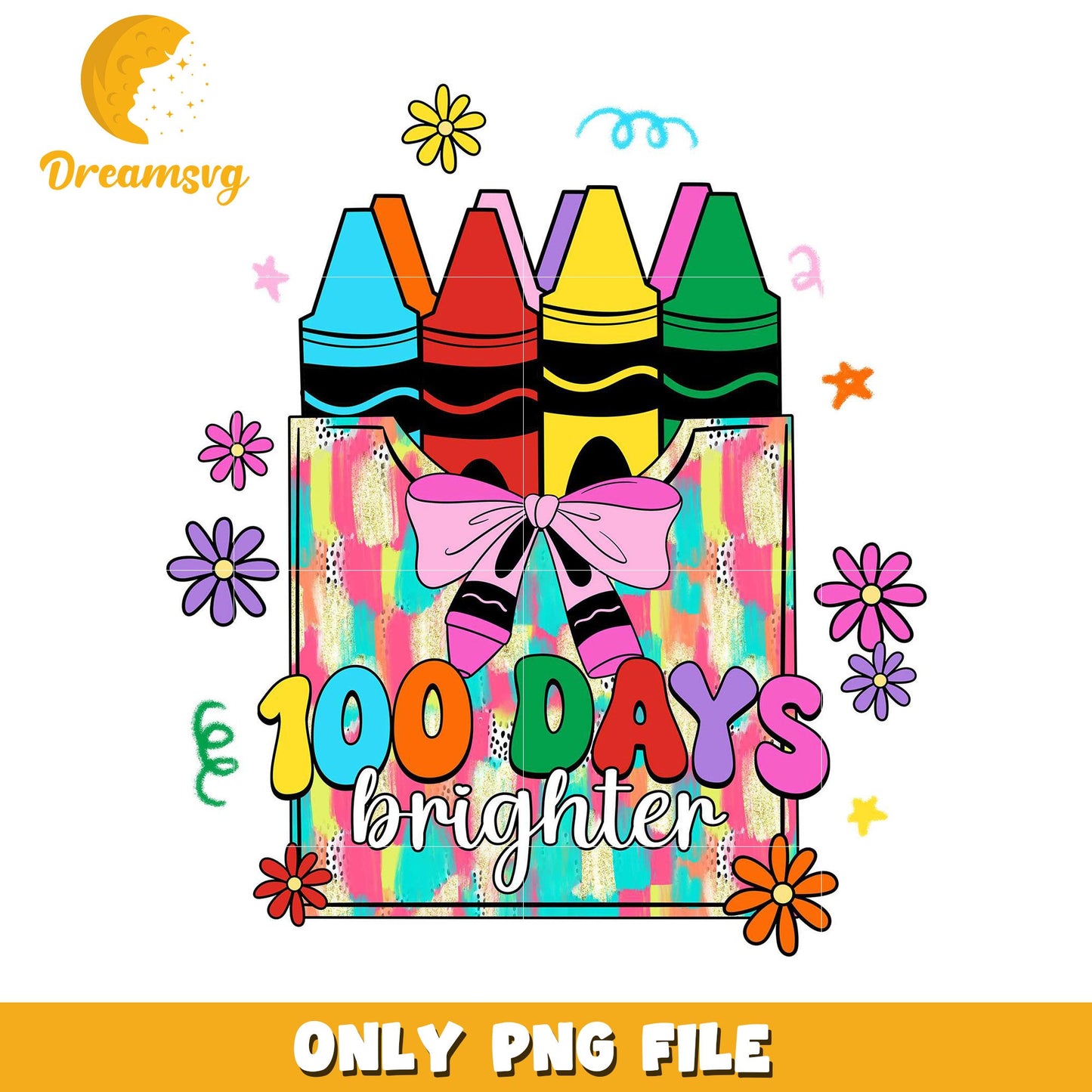 100 Days Brighter Crayon PNG