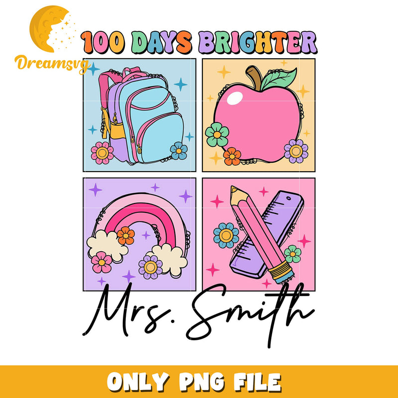 100 Days Brighter Teacher PNG