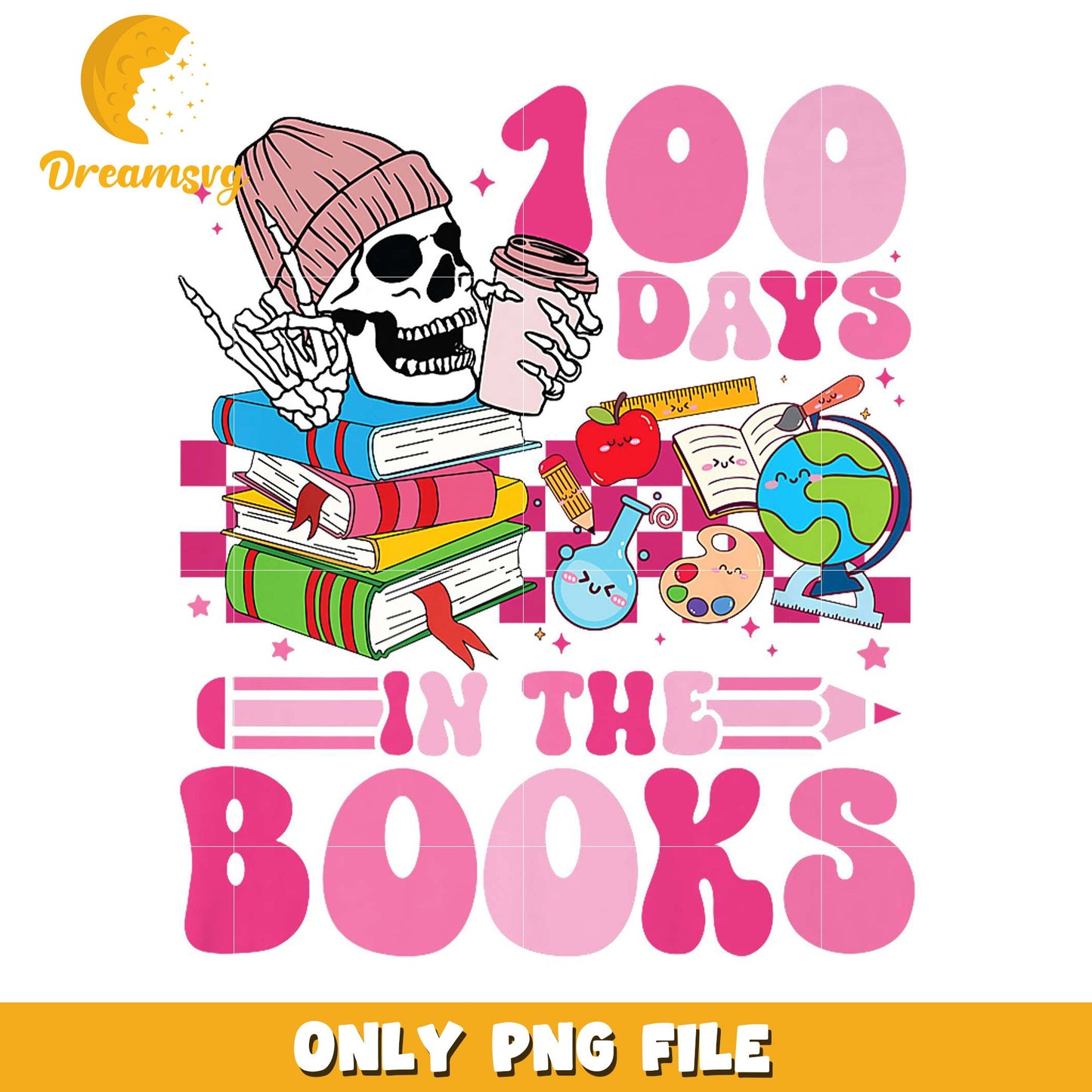 100 Days In Books PNG Design