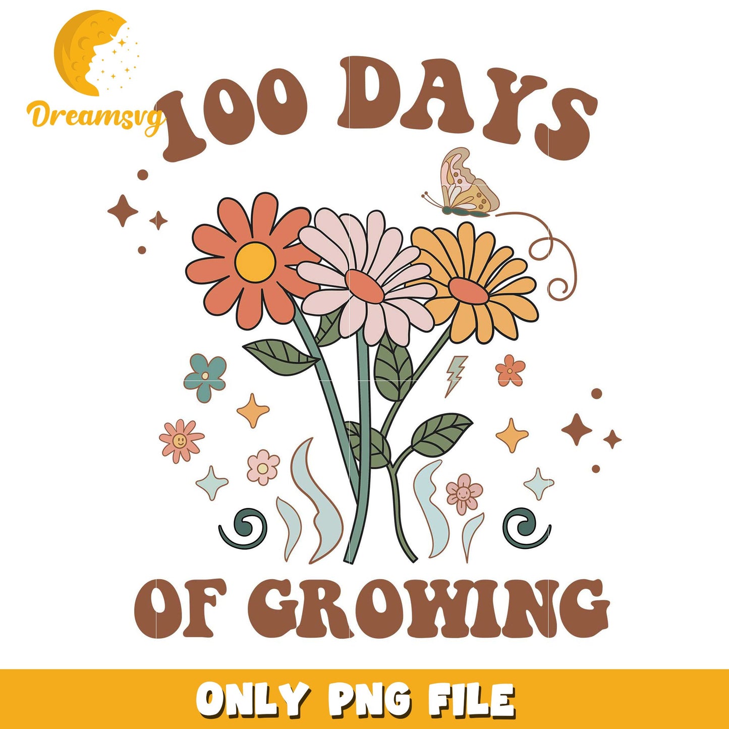 100 Days Of Growing PNG Flower Design