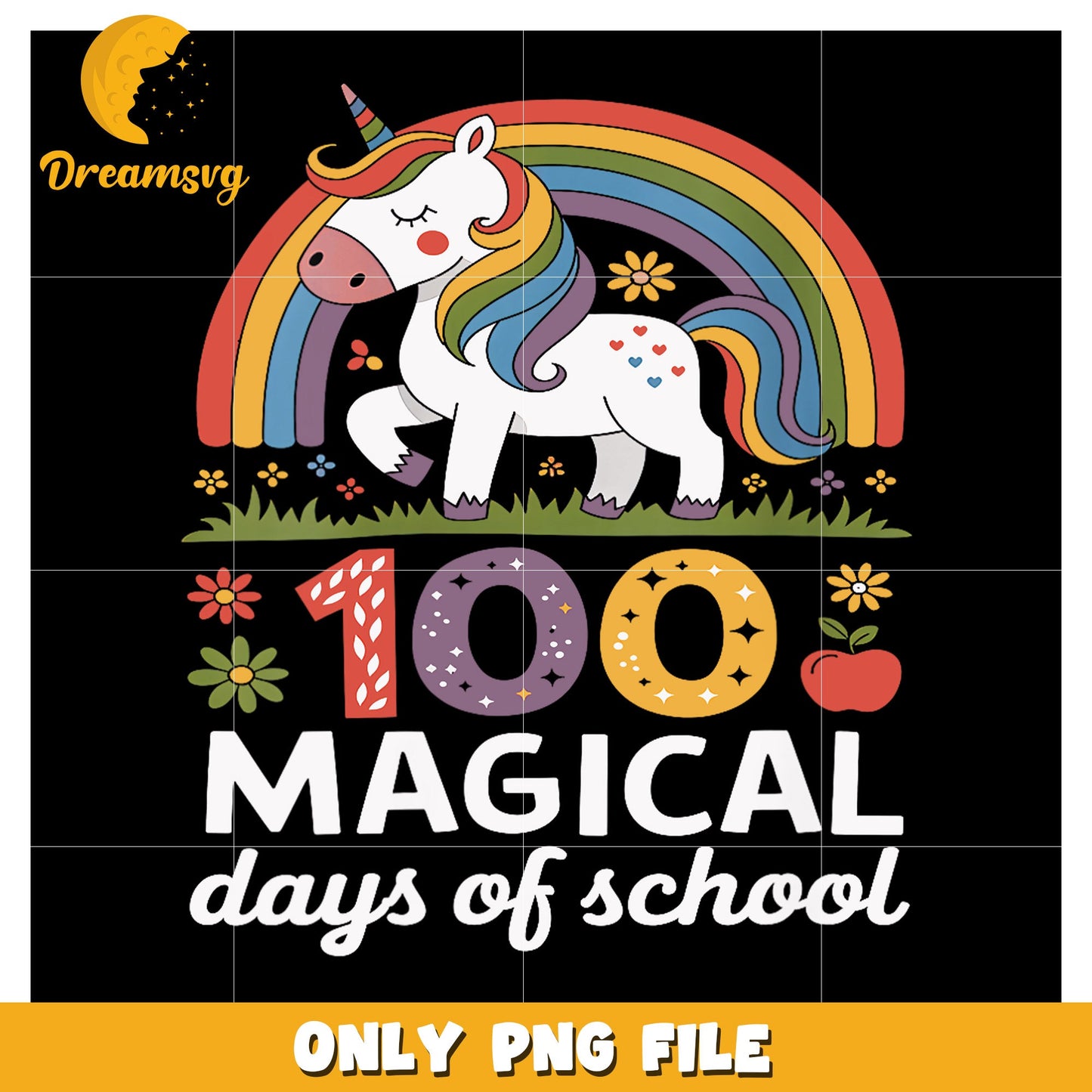 100 Days School Unicorn PNG