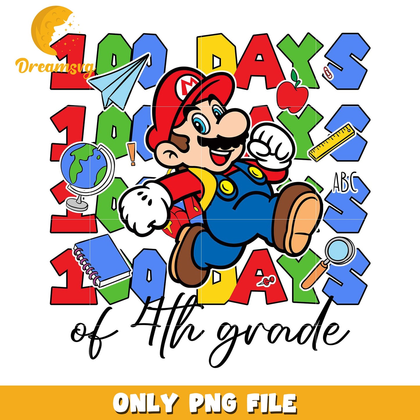 100 Days of 4th Grade Mario PNG