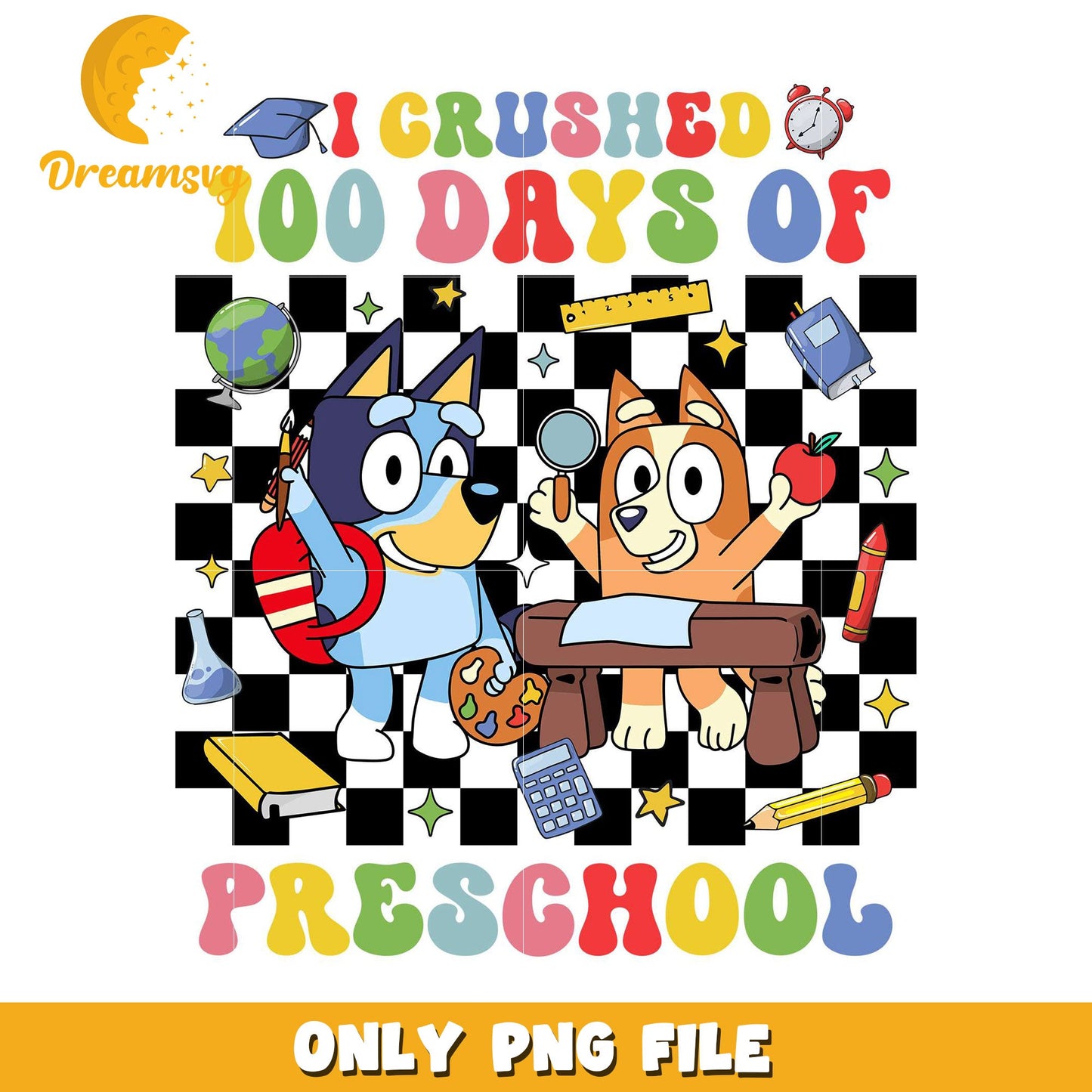 100 Days of Preschool PNG Bluey & Bingo