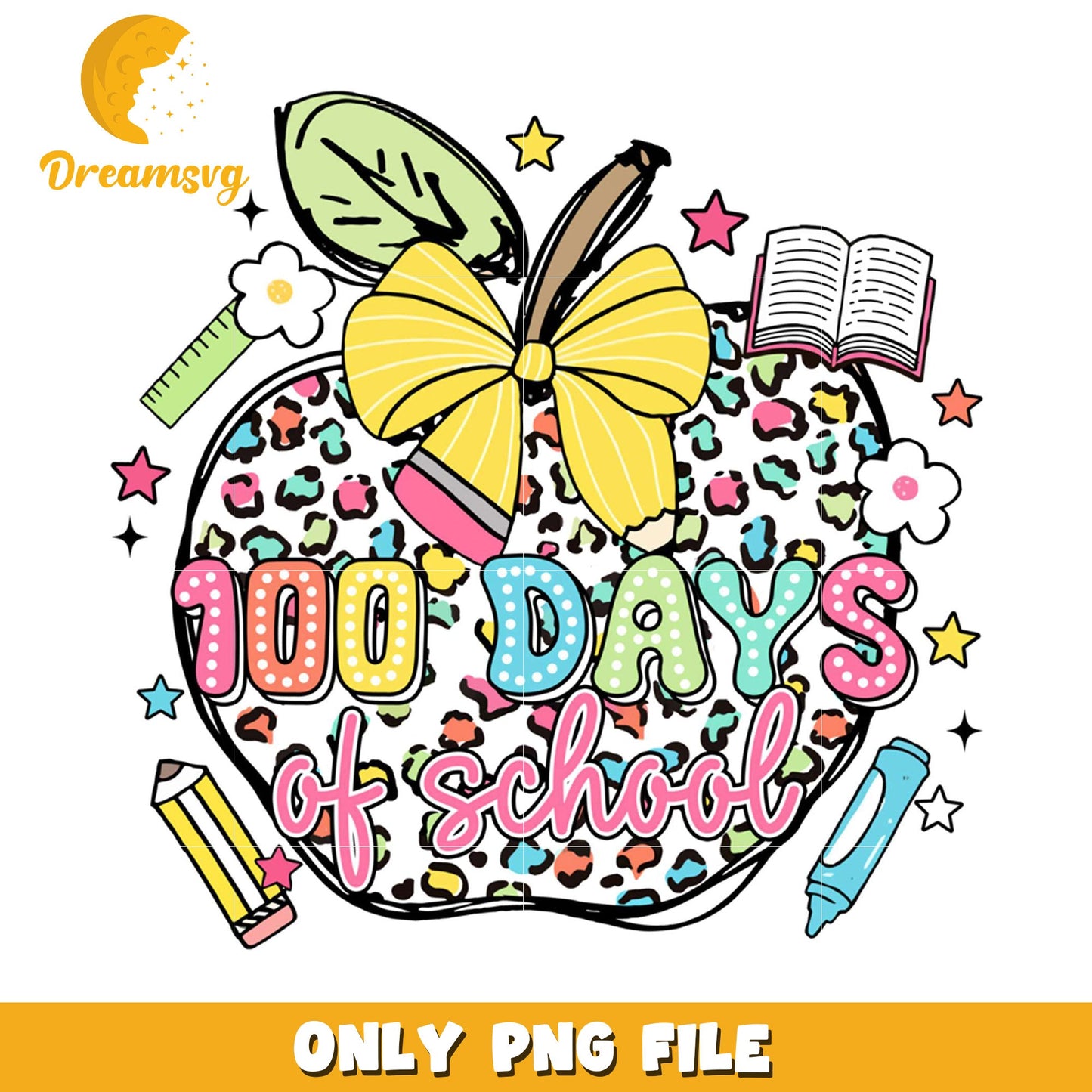 100 Days of School Apple PNG