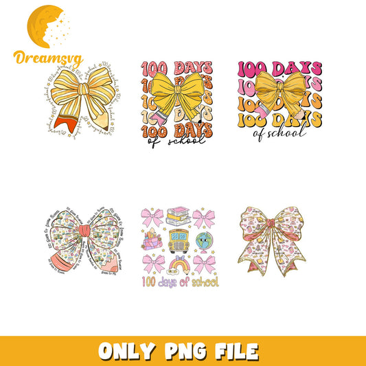 100 Days of School Bow PNG Bundle