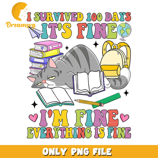 100 Days of School Cat PNG