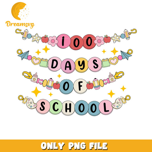 100 Days of School Colorful Bead PNG Design File