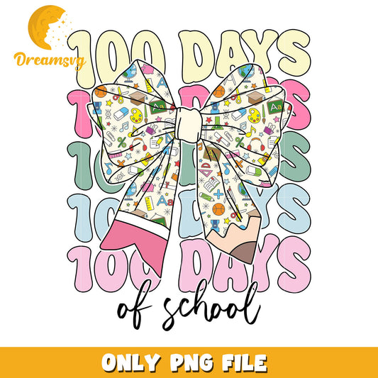 100 Days of School Colorful Bow PNG Design Download