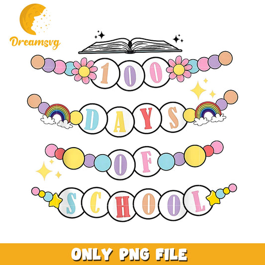 100 Days of School Colorful PNG Design for Education Projects
