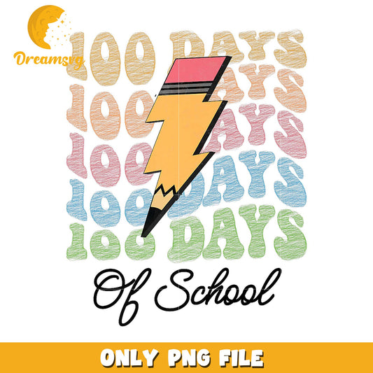 100 Days of School Colorful Pencil PNG Design Download