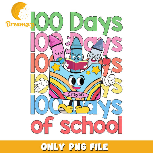 100 Days of School Crayon PNG Graphic Design File