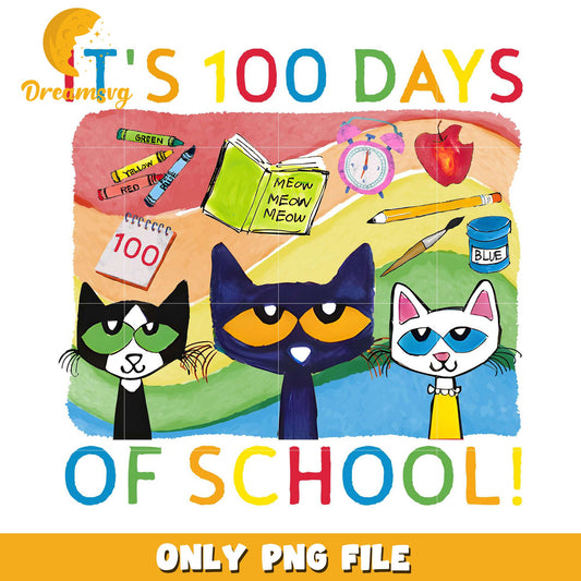 100 Days of School Fun Cats PNG Art Download