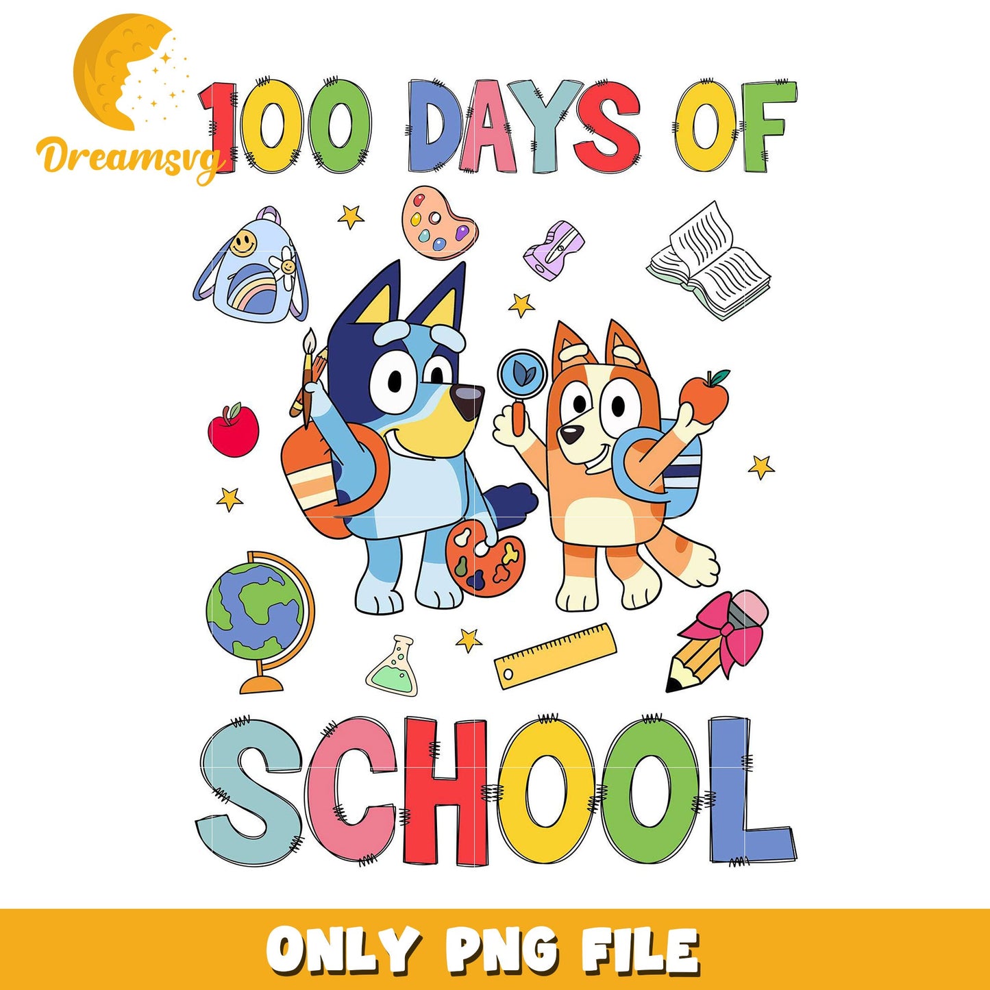 100 Days of School Fun PNG Graphic for Kids
