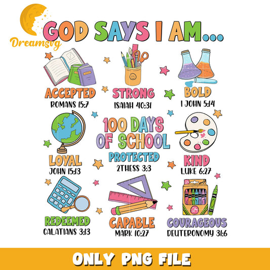 100 Days of School God Says PNG
