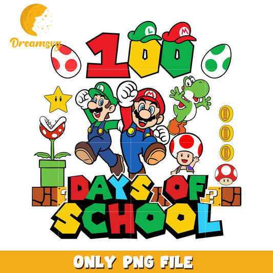 100 Days of School Mario Theme PNG File for Kids Party Fun