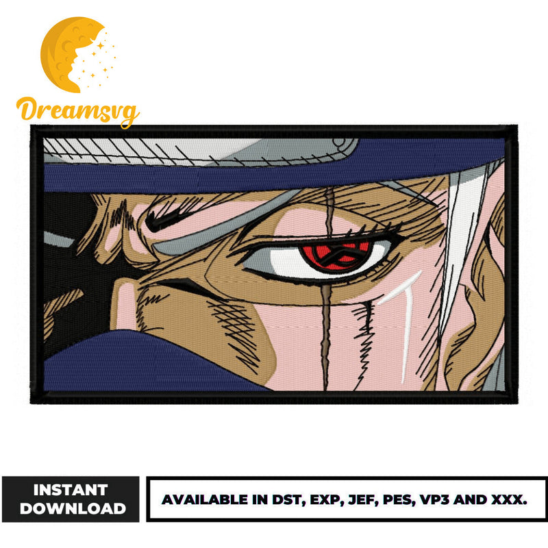 Kakashi sharingan embroidery design, Naruto embroidery