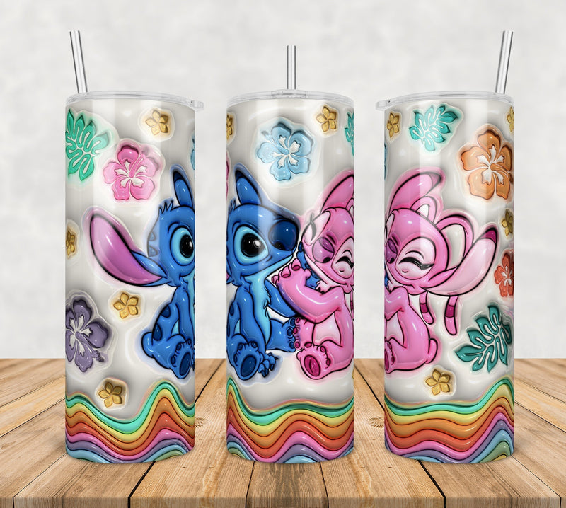 Stitch and Angel Inflated 3D Tumbler Wrap Png, SG100723108