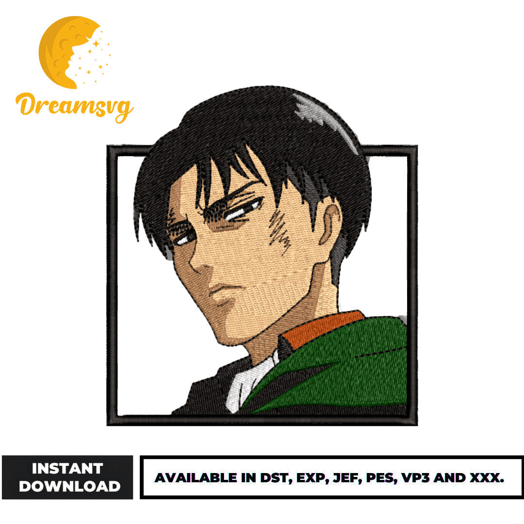 Levi Ackerman face embroidery design
