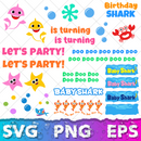 Baby Shark SVG Bundle Baby Shark Birthday Clipart Baby Shark Font Alphabet Svg Cut Files Png Digital Bundle