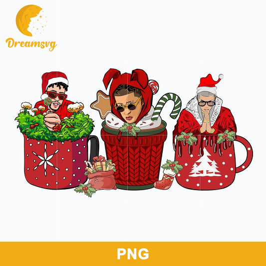 Bad Bunny Merry Christmas Latte Coffee Png, Coffee Halloween Png.