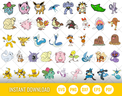 Pokemon 300 Cliparts Bundle, Pokemon SVG cut files for Cricut / Silhouette, PNG, DXF, instant download