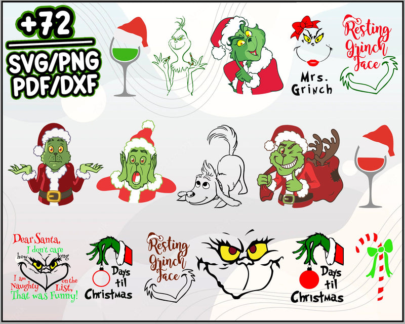 72+ The Grinch Bundle Christmas  SVG, Christmas SVG, PNG DXF EPS File.