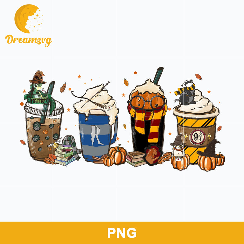 Harry Potter Fall Pumpkin Coffee Png, Halloween Coffee Latte Halloween Png, Hand Drawn Files