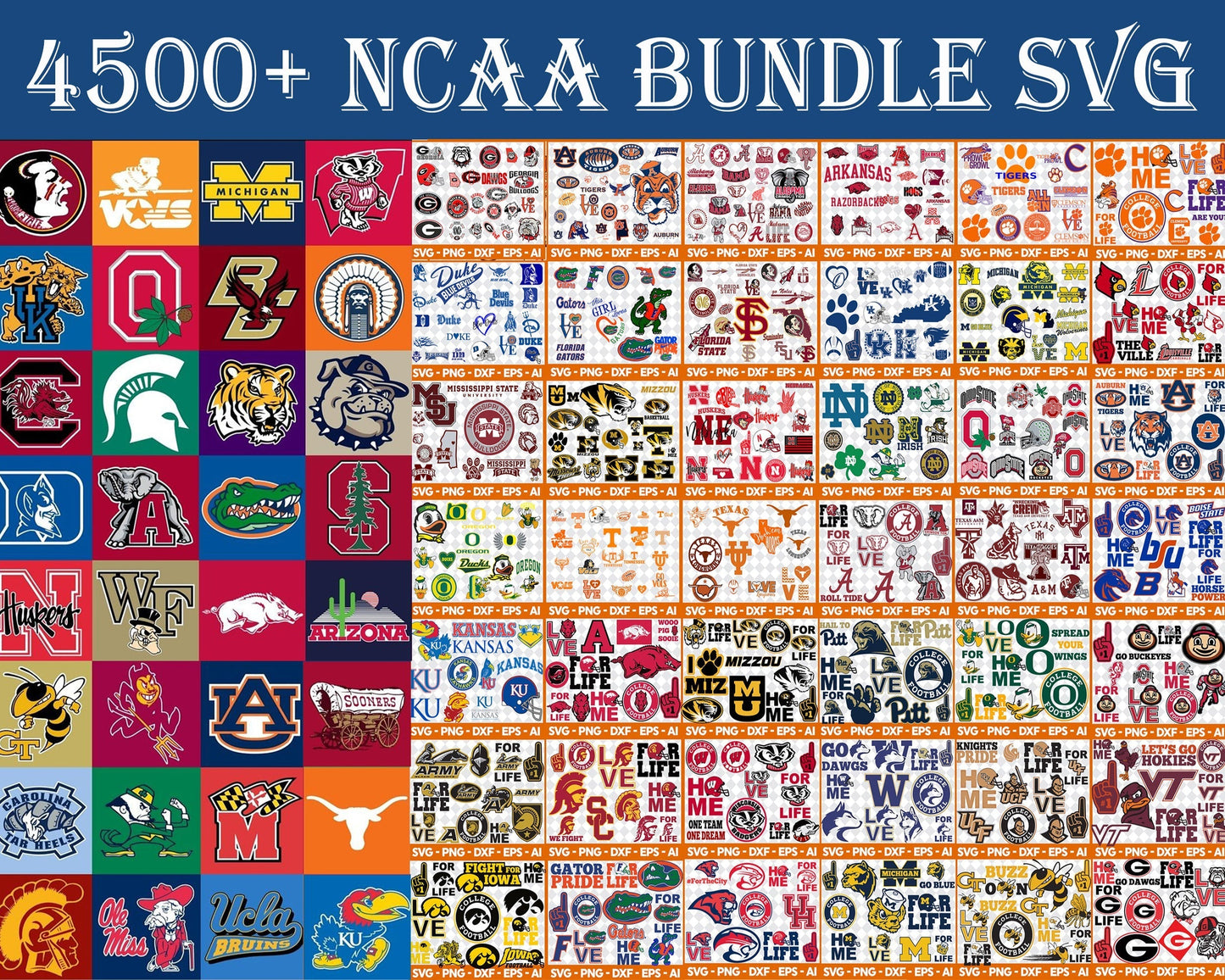 NCAA Bundle Svg, Sport Svg, Bundle Sport Svg, Mega Bundle Sport NCAA, All NCAA Teams 4500 Files