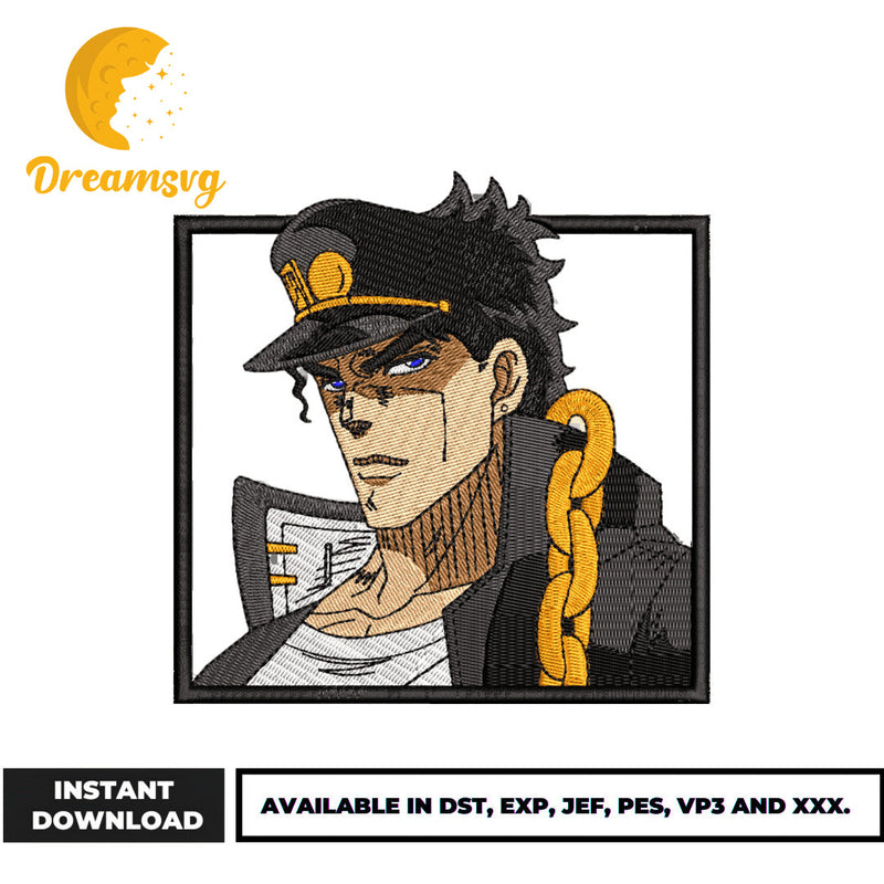 Jotaro Kujo face embroidery design