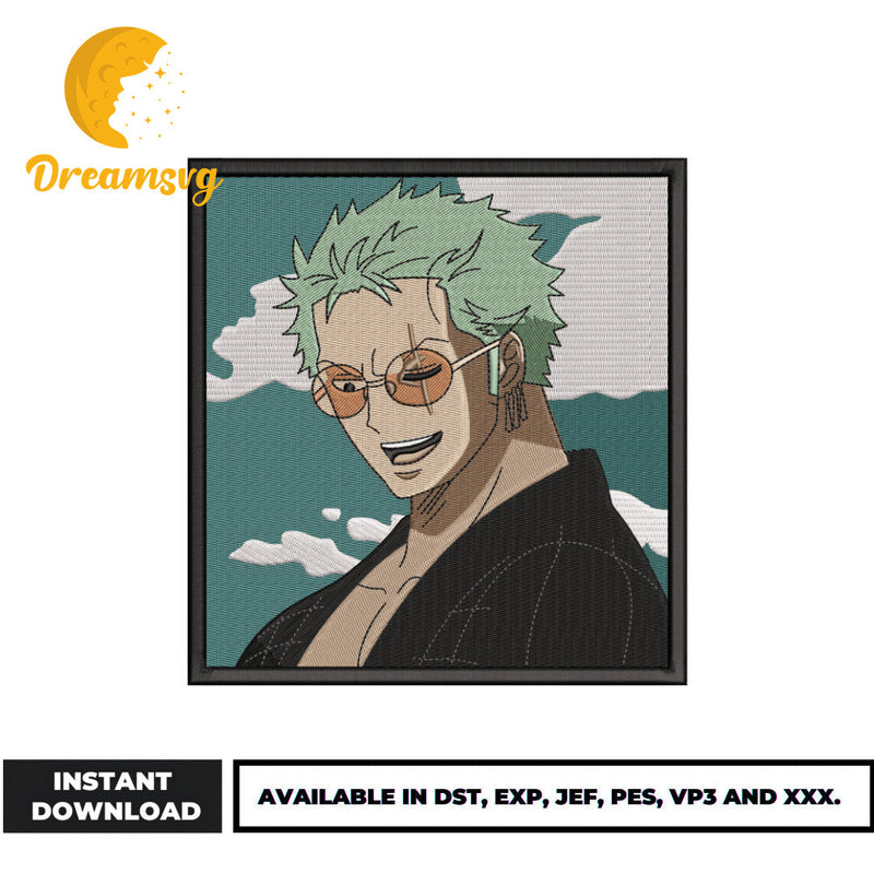 Zoro glasses embroidery design