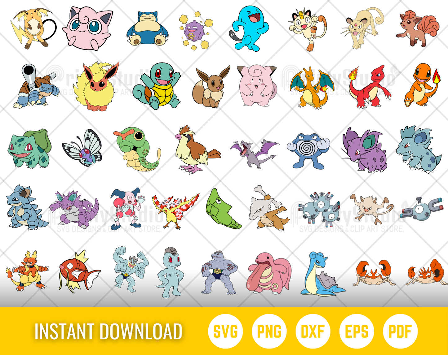 Pokemon 300 Cliparts Bundle, Pokemon SVG cut files for Cricut / Silhouette, PNG, DXF, instant download