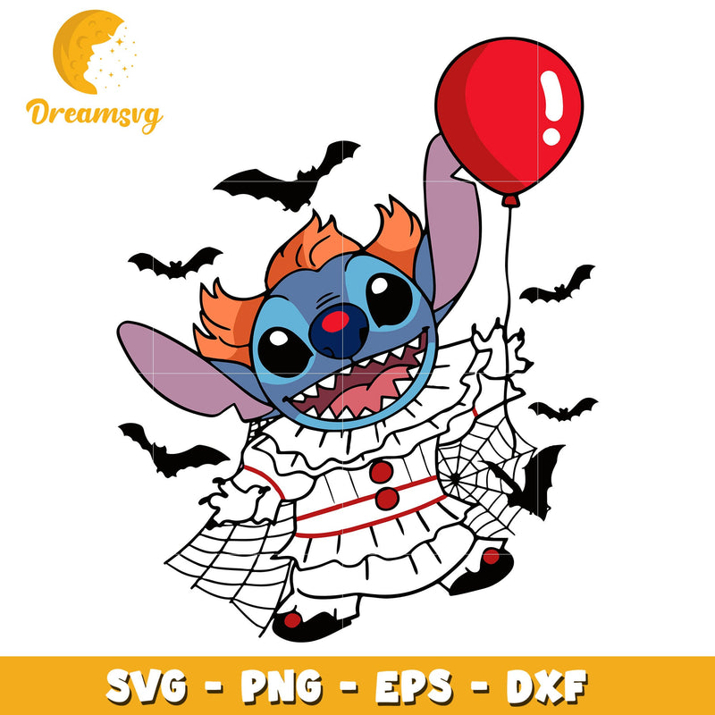 Stitch Pennywise Clown svg, Halloween svg