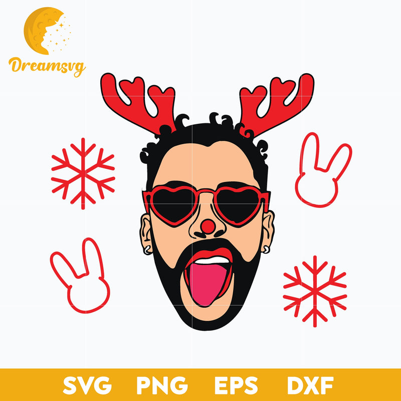 Bad Bunny Merry Christmas SVG, Christmas SVG, PNG, DXF, EPS File.