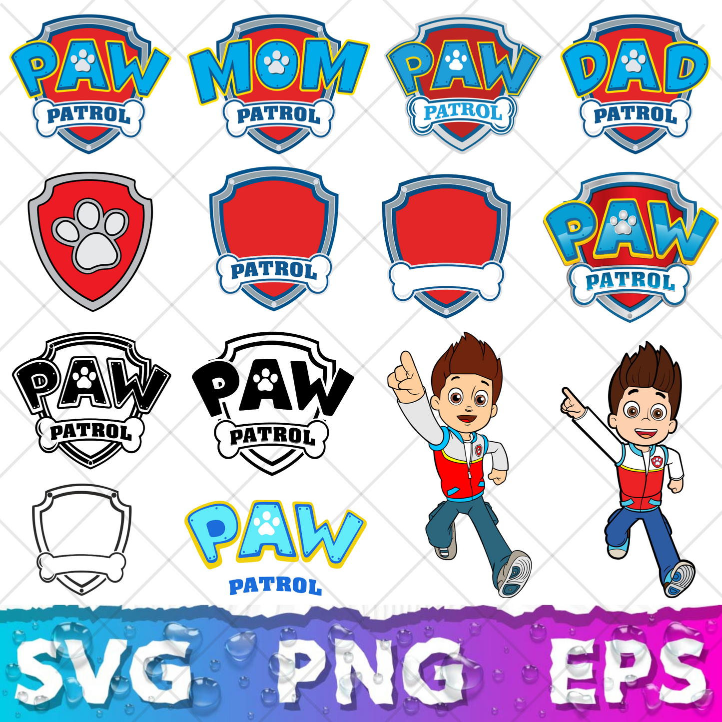 Paw Patrol SVG Bundle, Paw Patrol Clipart Paw Patrol Alphabet, Silhouette Svg Cut Files, Png Digital Bundle
