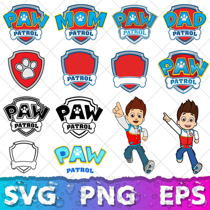 Paw Patrol SVG Bundle, Paw Patrol Clipart Paw Patrol Alphabet, Silhouette Svg Cut Files, Png Digital Bundle
