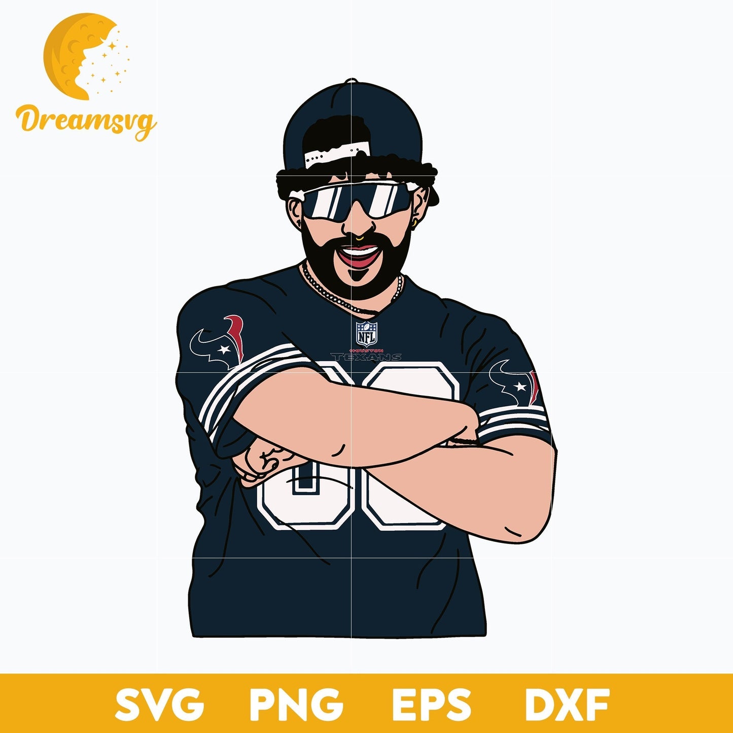 Bad Bunny Houston Texans SVG, Houston Texans NFL SVG, PNG DXF EPS Digital File