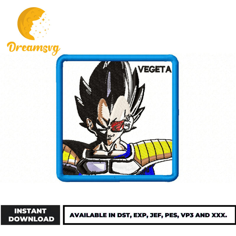 Vegeta Saiyan embroidery design, Dragon ball embroidery