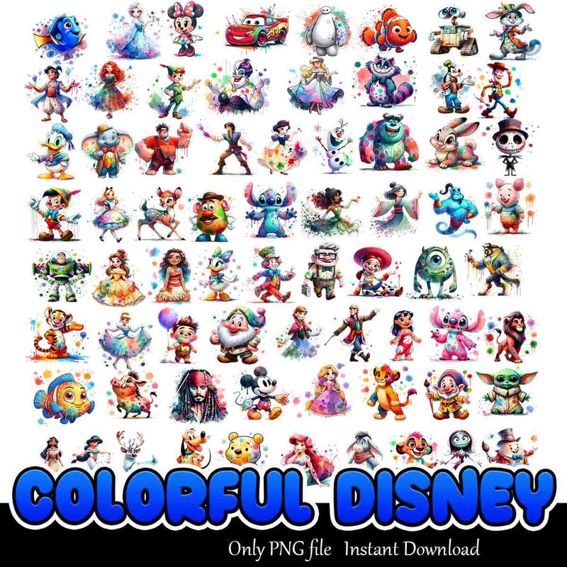 Colorful Disney PNG, Disney Characters PNG, Disney Characters PNG Designs