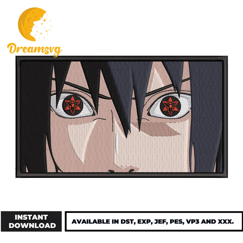 Sasuke Uchiha face embroidery design