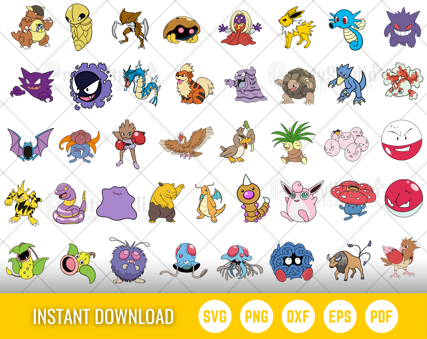 Pokemon 300 Cliparts Bundle, Pokemon SVG cut files for Cricut / Silhouette, PNG, DXF, instant download