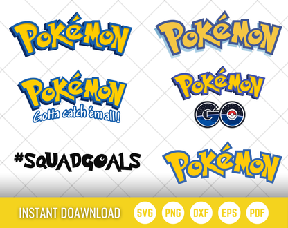 Pokemon SVG Bundle, Pokemon Birthday SVG, Pokemon Alphabet SVG, Clipart PNG Vector Files