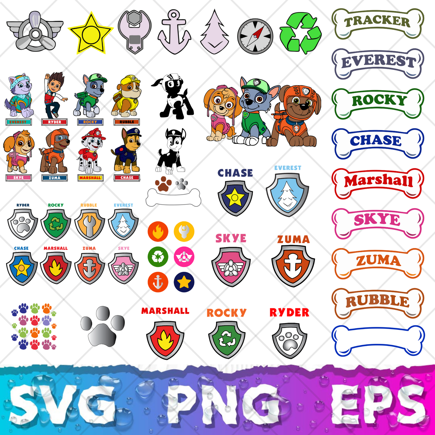Paw Patrol SVG Bundle, Paw Patrol Clipart Paw Patrol Alphabet, Silhouette Svg Cut Files, Png Digital Bundle