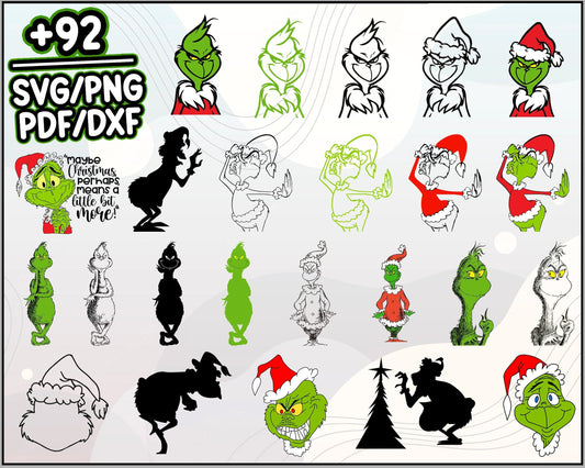 92+ The Grinch Layered Bundle Christmas  SVG, Christmas SVG, PNG DXF EPS File.