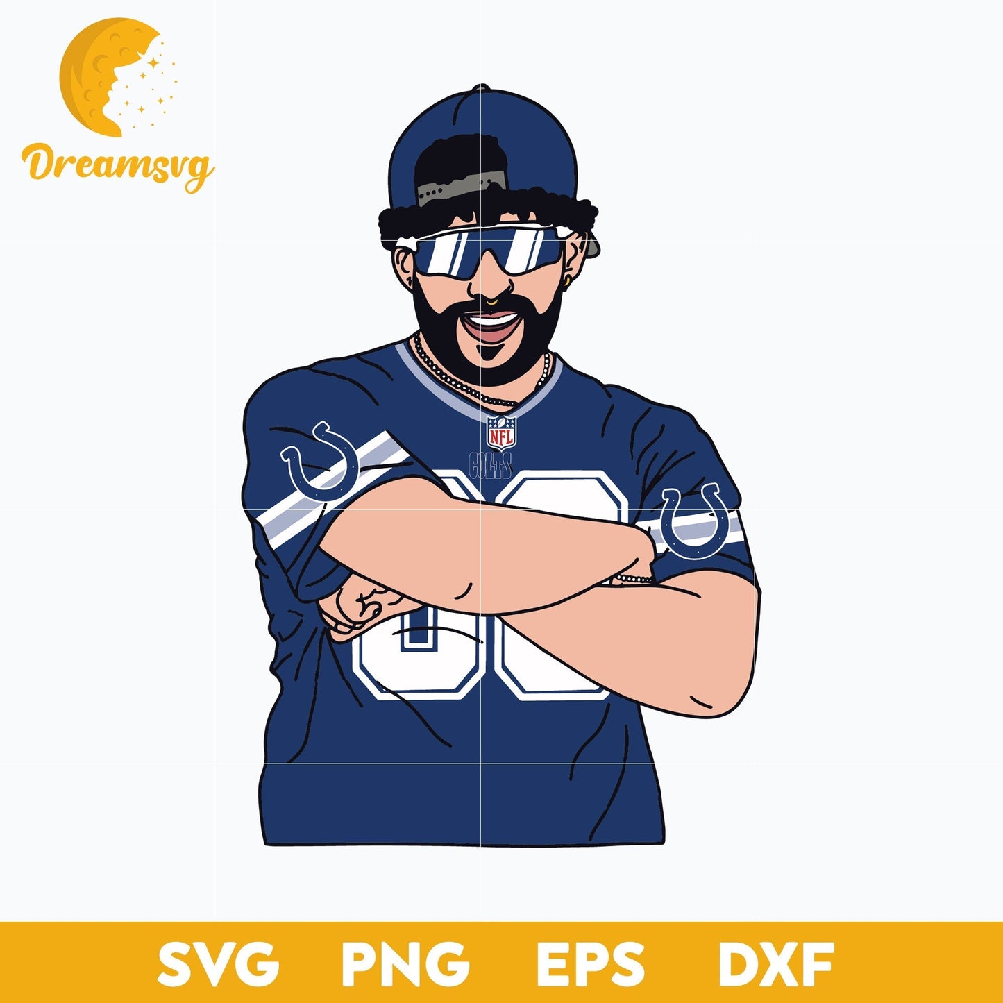 Bad Bunny Indianapolis Colts SVG, Indianapolis Colts NFL SVG, PNG DXF EPS Digital File