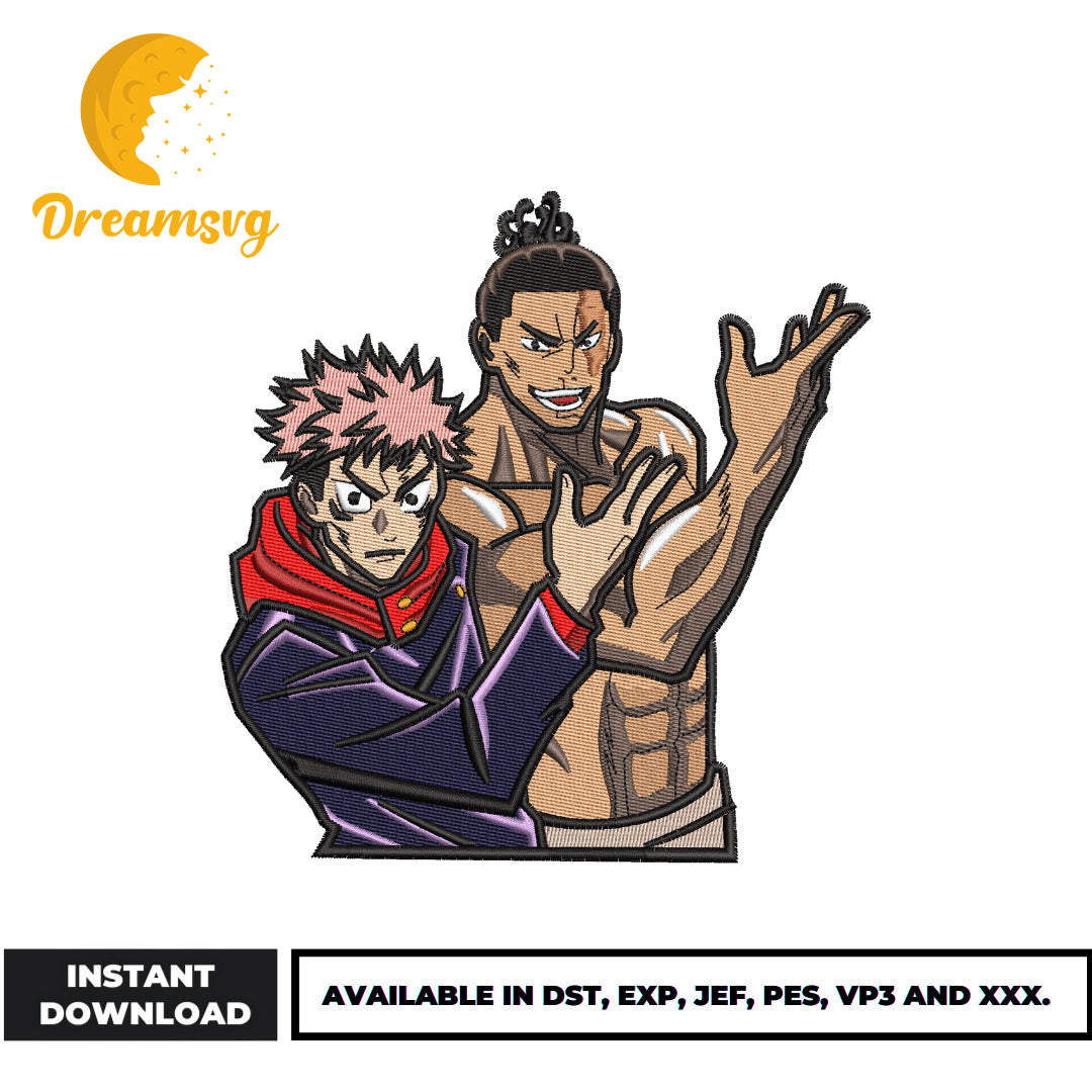 Todo and Yuuji embroidery design