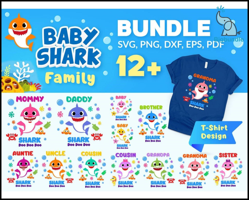 135+ Baby Shark SVG Mega Bundle, Bundle svg, eps, png, dxf