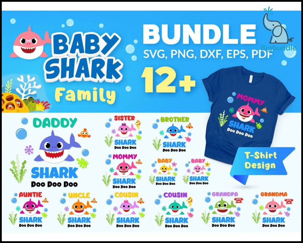 135+ Baby Shark SVG Mega Bundle, Bundle svg, eps, png, dxf