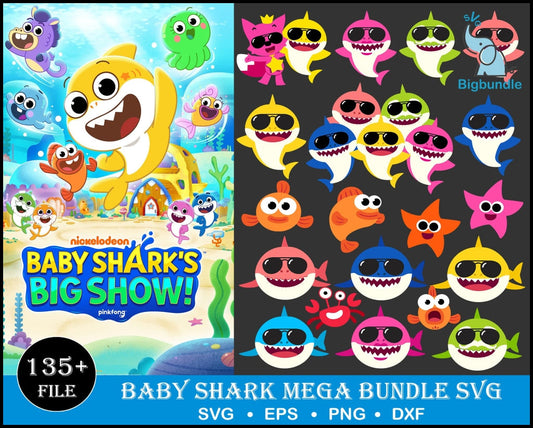135+ Baby Shark SVG Mega Bundle, Bundle svg, eps, png, dxf