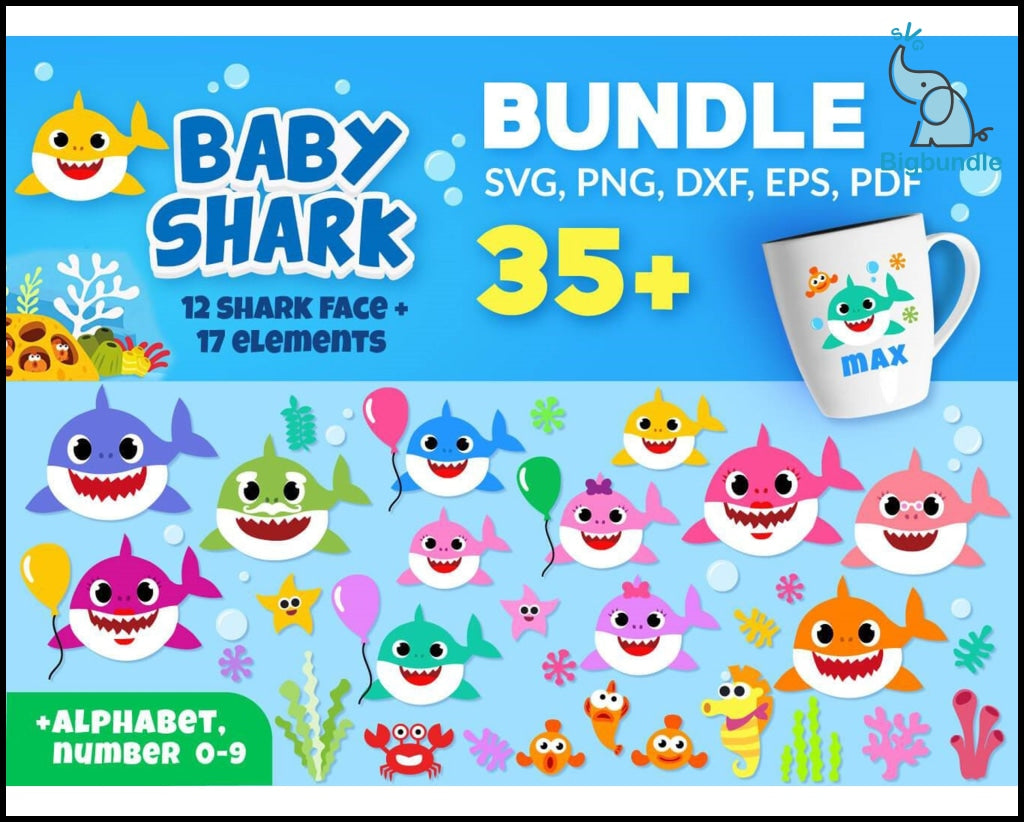 135+ Baby Shark SVG Mega Bundle, Bundle svg, eps, png, dxf