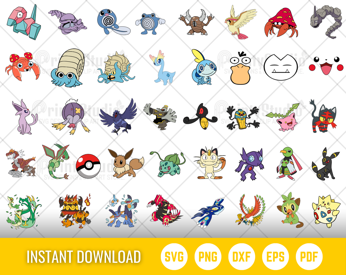 Pokemon 300 Cliparts Bundle, Pokemon SVG cut files for Cricut / Silhouette, PNG, DXF, instant download